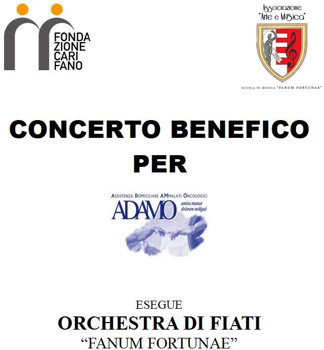 Programma di sala del Concerto benefico per A.D.AM.O. dell’Orchestra di Fiati Fanum Fortunae