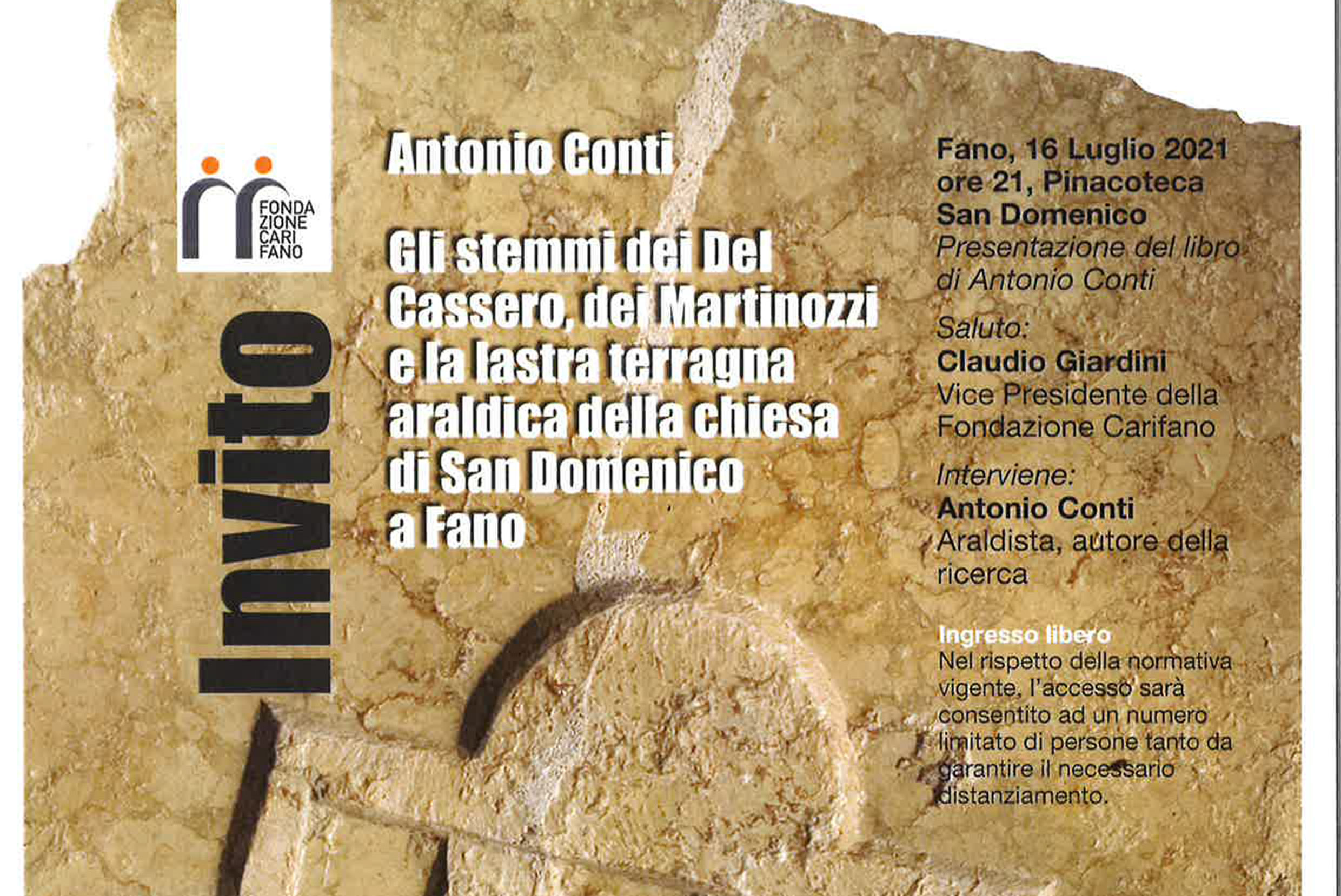 Si presenta il libro “Gli stemmi dei Del Cassero, dei Martinozzi e la lastra terragna araldica della chiesa di San Domenico a Fano”