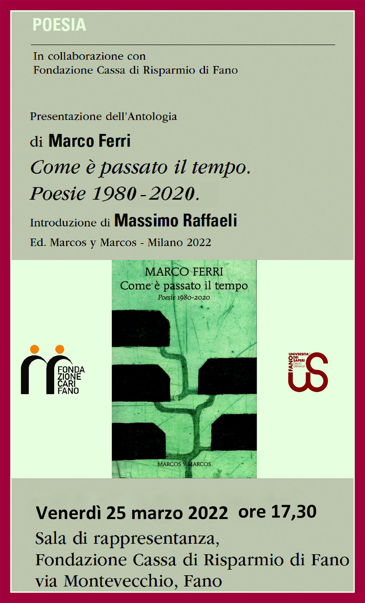 “Come è passato il tempo. Poesie 1980-2020”. Si presenta l’antologia di Marco Ferri