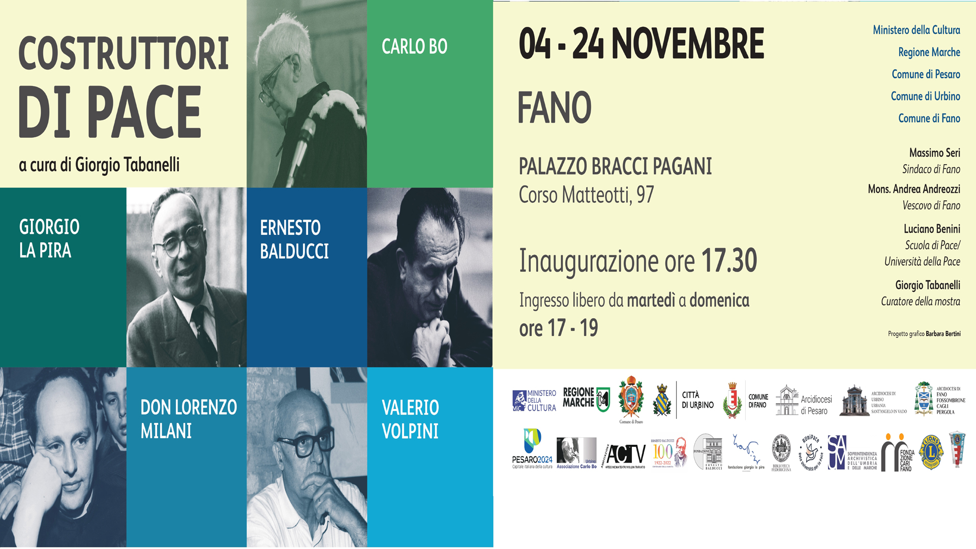 INAUGURAZIONE MOSTRA “COSTRUTTORI DI PACE” PROMOSSA DALLE ASSOCIAZIONI “CARLO BO” E ARTE CINEMA TEATRO VOLONTARIATO