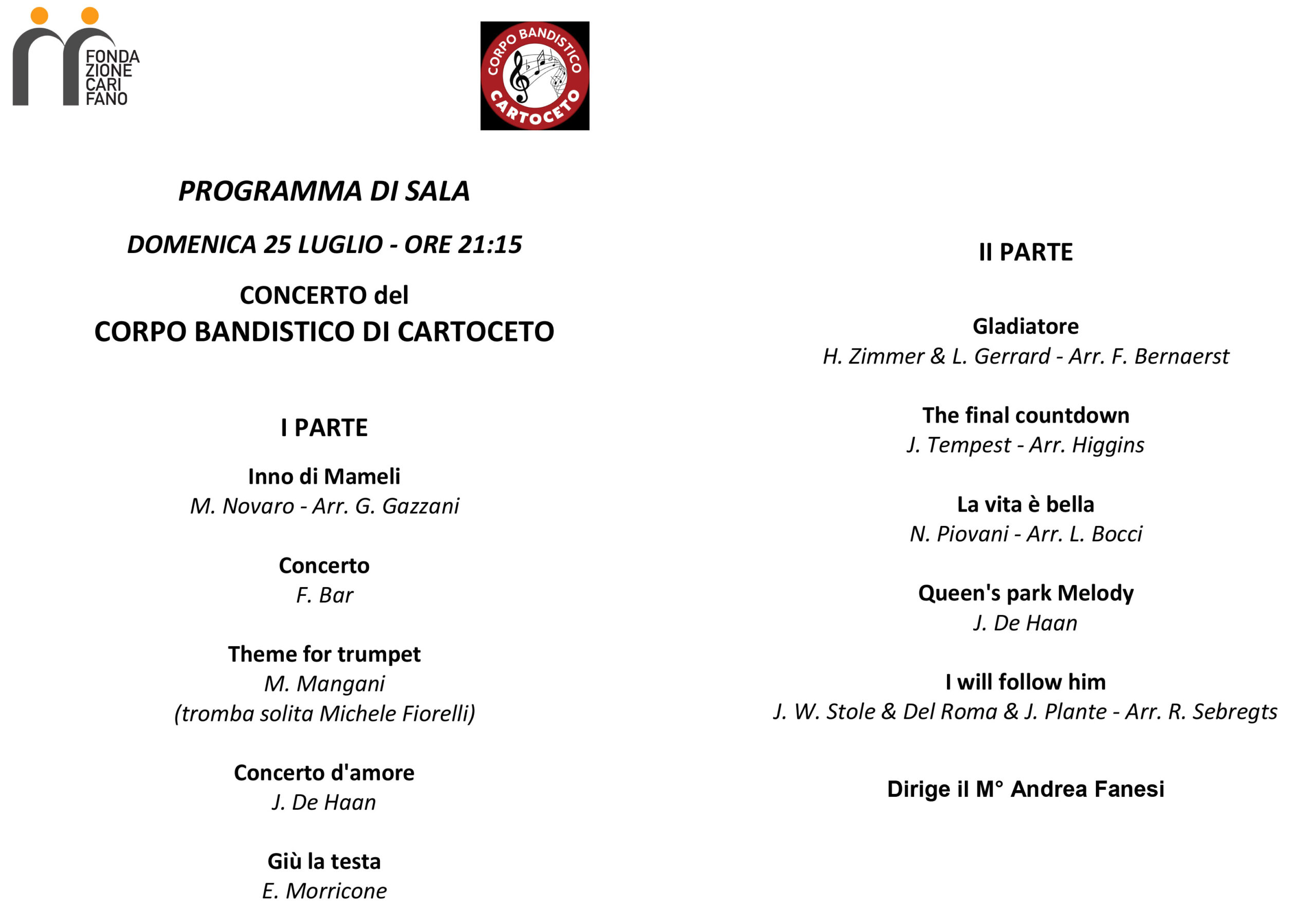 Alla Corte del Nespolo il concerto del corpo bandistico di Cartoceto