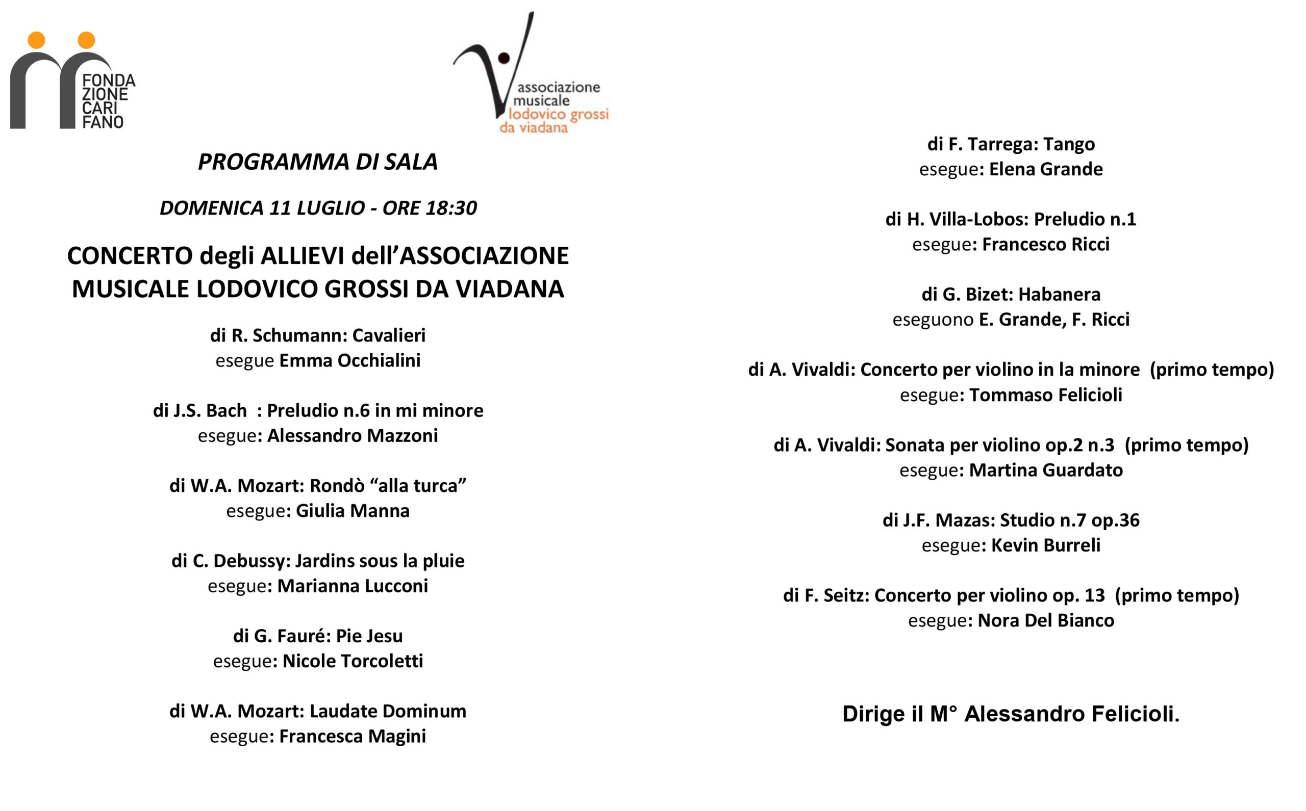 Alla Pinacoteca San Domenico il concerto degli allievi dell’associazione Viadana